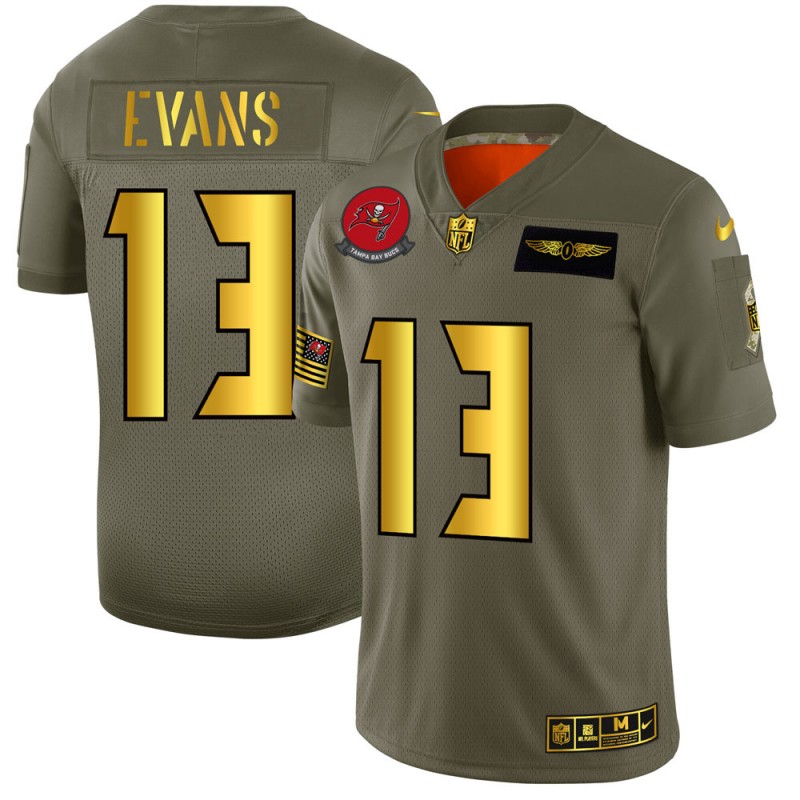 Tampa Bay Buccaneers #13 Mike Evans NFL Men's Nike Olive Gold 2019 Salute to Service Limited Jersey Tampa Bay Buccaneers #13 Mike Evans NFL Men's Nike Olive Gold 2019 Salute to Service Limited Jersey