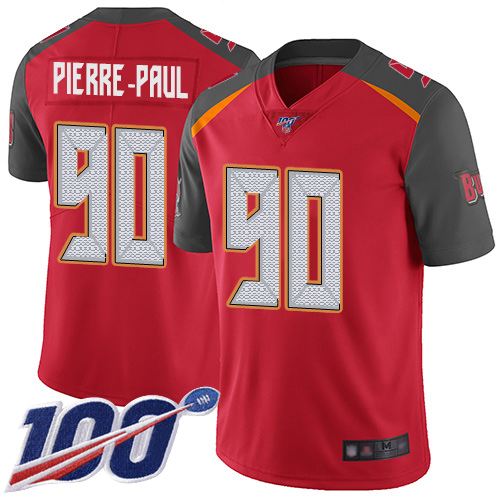 Nike Buccaneers #90 Jason Pierre-Paul Red Team Color Men's Stitched NFL 100th Season Vapor Limited Jersey Nike Buccaneers #90 Jason Pierre-Paul Red Team Color Men's Stitched NFL 100th Season Vapor Limited Jersey