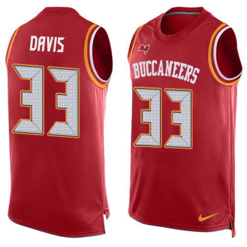 Nike Buccaneers #33 Carlton Davis III Red Team Color Men's Stitched NFL Limited Tank Top Jersey Nike Buccaneers #33 Carlton Davis III Red Team Color Men's Stitched NFL Limited Tank Top Jersey