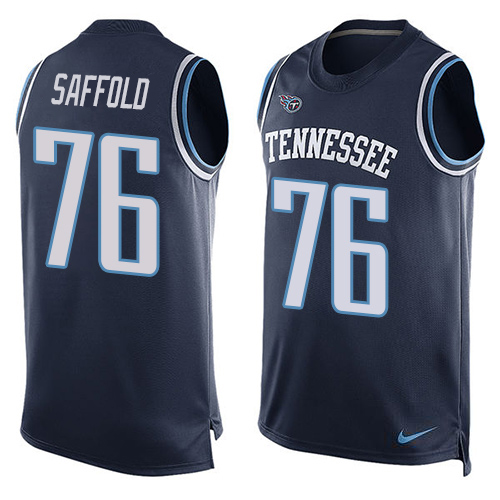 Nike Titans  #76 Rodger Saffold Navy Blue Team Color Men's Stitched NFL Limited Tank Top Jersey