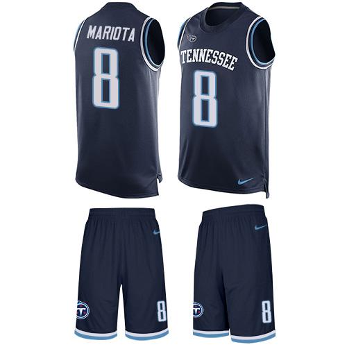 Nike Titans #8 Marcus Mariota Navy Blue Team Color Men's Stitched NFL Limited Tank Top Suit Jersey Nike Titans #8 Marcus Mariota Navy Blue Team Color Men's Stitched NFL Limited Tank Top Suit Jersey