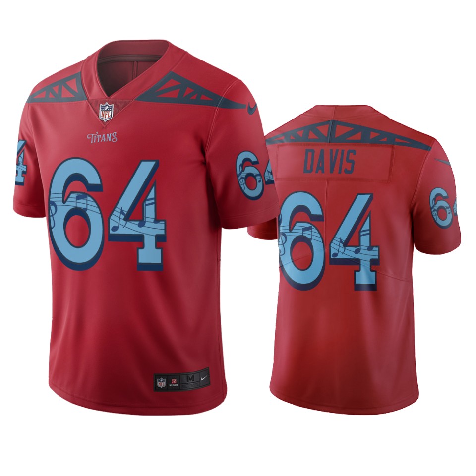 Tennessee Titans #64 Nate Davis Red Vapor Limited City Edition NFL Jersey Tennessee Titans #64 Nate Davis Red Vapor Limited City Edition NFL Jersey
