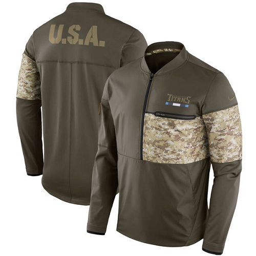 Men's Tennessee Titans Nike Olive Salute to Service Sideline Hybrid Half-Zip Pullover Jacket Men's Tennessee Titans Nike Olive Salute to Service Sideline Hybrid Half-Zip Pullover Jacket