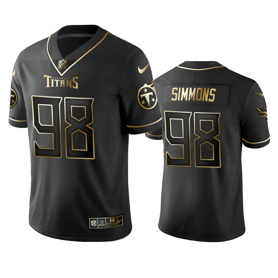 Titans #98 Jeffery Simmons Men's Stitched NFL Vapor Untouchable Limited Black Golden Jersey Titans #98 Jeffery Simmons Men's Stitched NFL Vapor Untouchable Limited Black Golden Jersey
