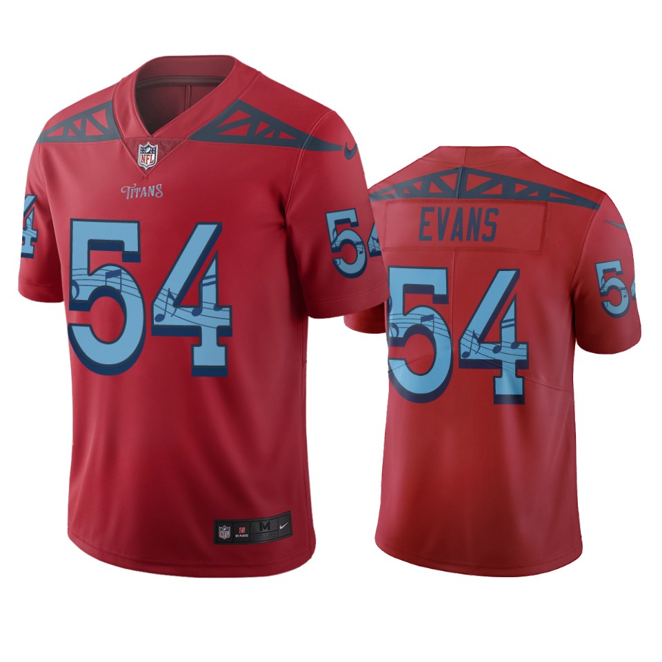 Tennessee Titans #54 Rashaan Evans Red Vapor Limited City Edition NFL Jersey Tennessee Titans #54 Rashaan Evans Red Vapor Limited City Edition NFL Jersey