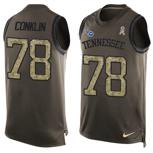 Nike Titans #78 Jack Conklin Green Men's Stitched NFL Limited Salute To Service Tank Top Jersey Nike Titans #78 Jack Conklin Green Men's Stitched NFL Limited Salute To Service Tank Top Jersey