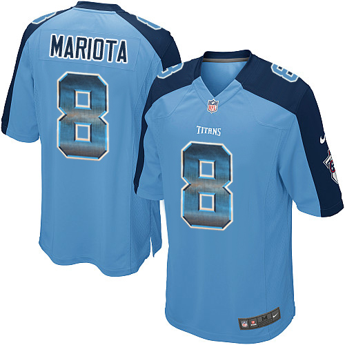 Nike Titans #8 Marcus Mariota Light Blue Alternate Men's Stitched NFL Limited Strobe Jersey Nike Titans #8 Marcus Mariota Light Blue Alternate Men's Stitched NFL Limited Strobe Jersey