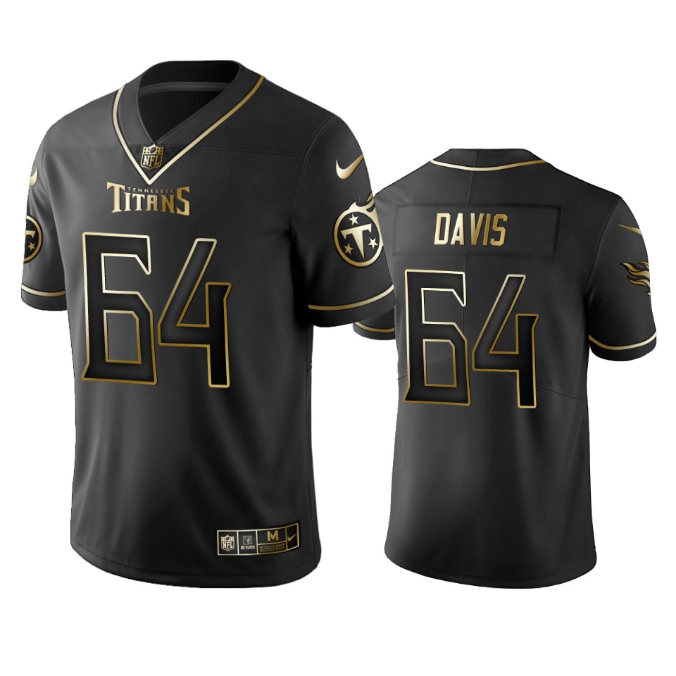 Titans #64 Nate Davis Men's Stitched NFL Vapor Untouchable Limited Black Golden Jersey Titans #64 Nate Davis Men's Stitched NFL Vapor Untouchable Limited Black Golden Jersey