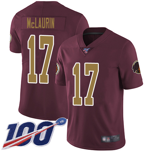 Nike Redskins #17 Terry McLaurin Burgundy Red Alternate Men's Stitched NFL 100th Season Vapor Limited Jersey Nike Redskins #17 Terry McLaurin Burgundy Red Alternate Men's Stitched NFL 100th Season Vapor Limited Jersey
