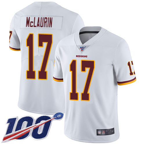 Nike Redskins #17 Terry McLaurin White Men's Stitched NFL 100th Season Vapor Limited Jersey Nike Redskins #17 Terry McLaurin White Men's Stitched NFL 100th Season Vapor Limited Jersey