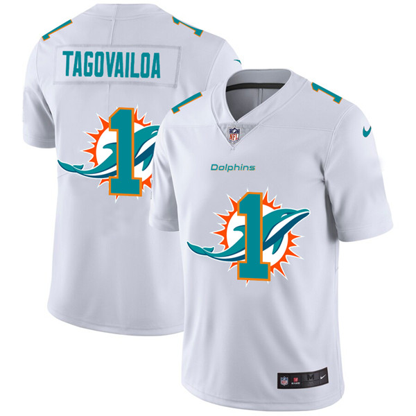 Men's Miami Dolphins #1 Tua Tagovailoa White NFL Stitched Jersey Men's Miami Dolphins #1 Tua Tagovailoa White NFL Stitched Jersey