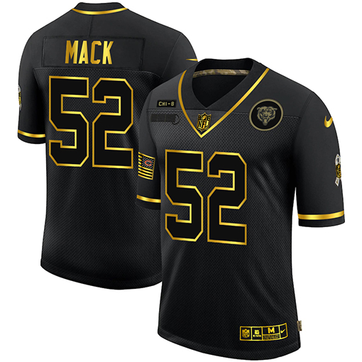 Men's Chicago Bears #52 Khalil Mack 2020 Black/Gold Salute To Service Limited Stitched NFL Jersey Men's Chicago Bears #52 Khalil Mack 2020 Black/Gold Salute To Service Limited Stitched NFL Jersey