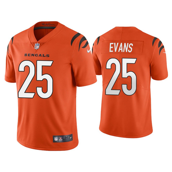 Men's Cincinnati Bengals #25 Chris Evans 2021 Orange Vapor Untouchable Limited Stitched Jersey Men's Cincinnati Bengals #25 Chris Evans 2021 Orange Vapor Untouchable Limited Stitched Jersey