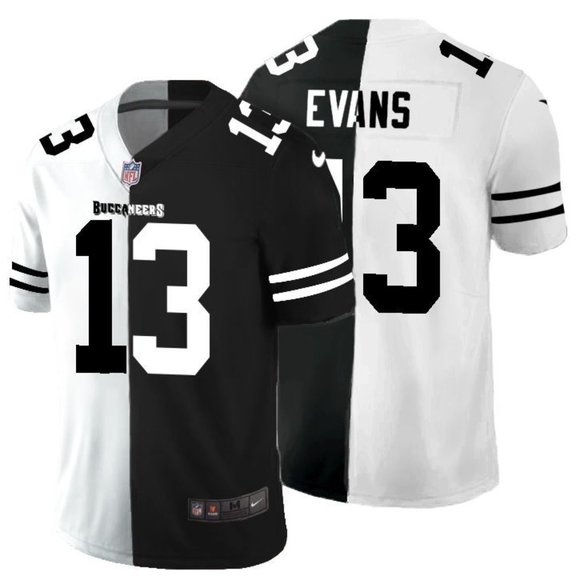 Men's Tampa Bay Buccaneers #13 Mike Evans Black & White NFL Split Limited Stitched Jersey Men's Tampa Bay Buccaneers #13 Mike Evans Black & White NFL Split Limited Stitched Jersey