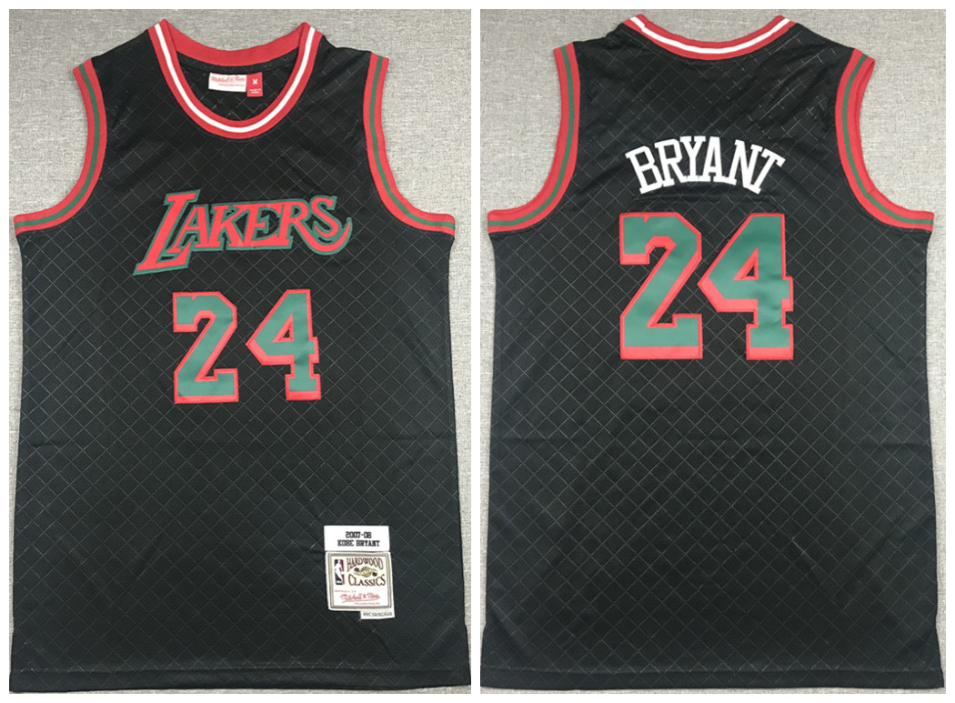Men's Los Angeles Lakers #24 Kobe Bryant 2007-08 Black Mitchell & Ness Hardwood Classics Stitched Jersey Men's Los Angeles Lakers #24 Kobe Bryant 2007-08 Black Mitchell & Ness Hardwood Classics Stitched Jersey