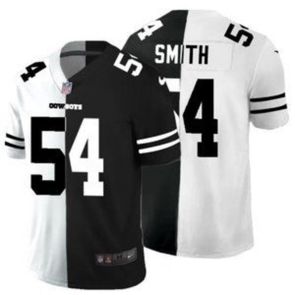 Men's Dallas Cowboys #54 Jaylon Smith Black & White NFL Split 2020 Stitched Jersey Men's Dallas Cowboys #54 Jaylon Smith Black & White NFL Split 2020 Stitched Jersey