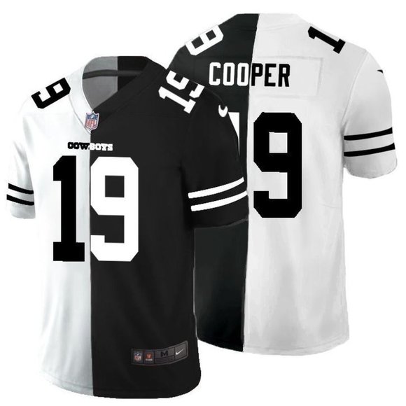 Men's Dallas Cowboys #19 Amari Cooper Black & White NFL Split 2020 Stitched Jersey