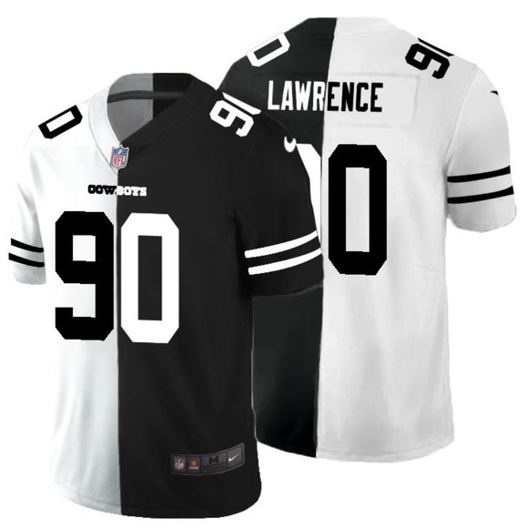 Men's Dallas Cowboys #90 Demarcus Lawrence Black & White NFL Split 2020 Stitched Jersey Men's Dallas Cowboys #90 Demarcus Lawrence Black & White NFL Split 2020 Stitched Jersey