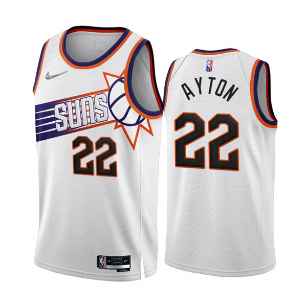 Men's Phoenix Suns #22 Deandre Ayton 2022/23 White 75th Anniversary Association Edition Stitched Jersey Men's Phoenix Suns #22 Deandre Ayton 2022/23 White 75th Anniversary Association Edition Stitched Jersey