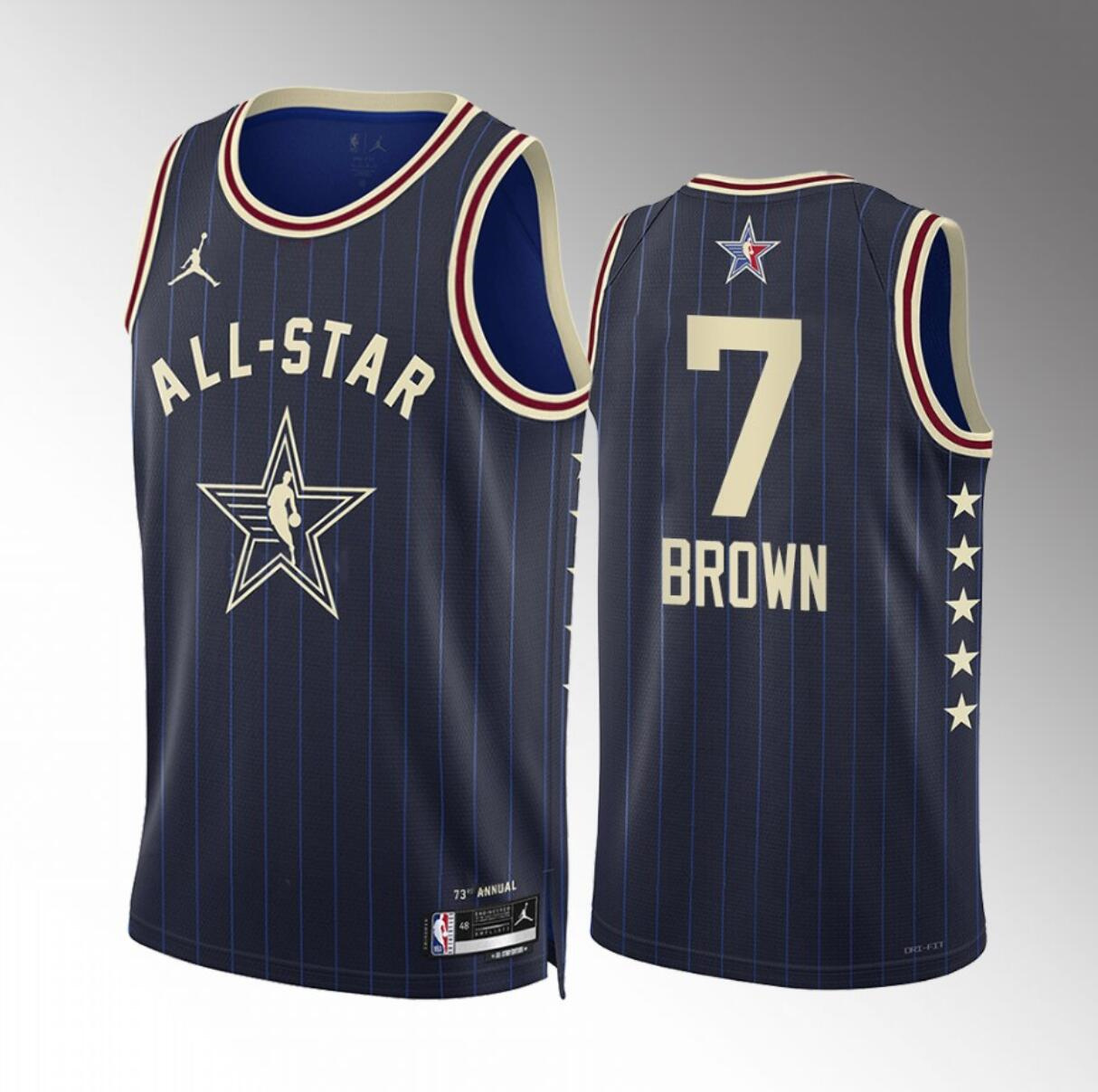 Men's 2024 All-Star #7 Jaylen Brown Stitched Navy Basketball Jersey Men's 2024 All-Star #7 Jaylen Brown Stitched Navy Basketball Jersey