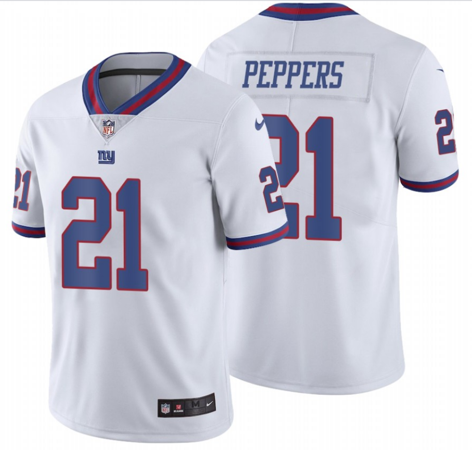 Men's New York Giants #21 Jabrill Peppers White Color Rush Limited Stitched Jersey Men's New York Giants #21 Jabrill Peppers White Color Rush Limited Stitched Jersey