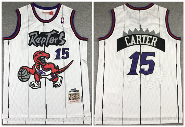 Men's Toronto Raptors #15 Vince Carter White Throwback Stitched Jersey Men's Toronto Raptors #15 Vince Carter White Throwback Stitched Jersey