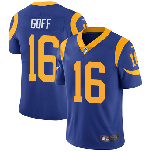 Men's Los Angeles Rams #16 Jared Goff 2020 Royal Blue Vapor Limited Stitched NFL Jersey Men's Los Angeles Rams #16 Jared Goff 2020 Royal Blue Vapor Limited Stitched NFL Jersey