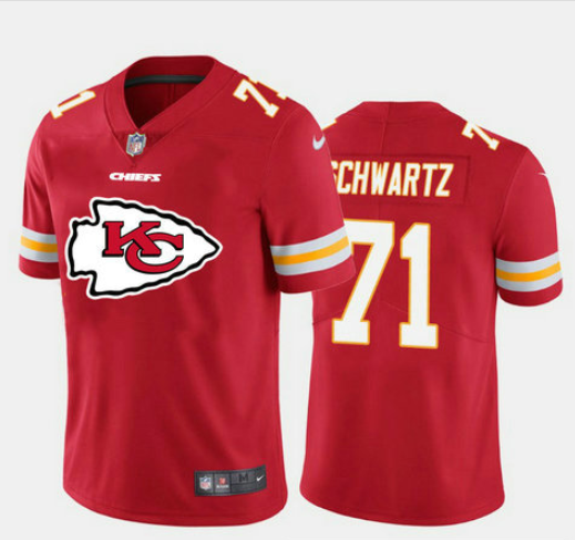 Men's Kansas City Chiefs #71 Mitchell Schwartz Red 2020 Red Team Big Logo Limited Stitched Jersey Men's Kansas City Chiefs #71 Mitchell Schwartz Red 2020 Red Team Big Logo Limited Stitched Jersey