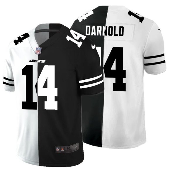 Men's New York Jets #14 Sam Darnold Black & White NFL Split Limited Stitched Jersey Men's New York Jets #14 Sam Darnold Black & White NFL Split Limited Stitched Jersey