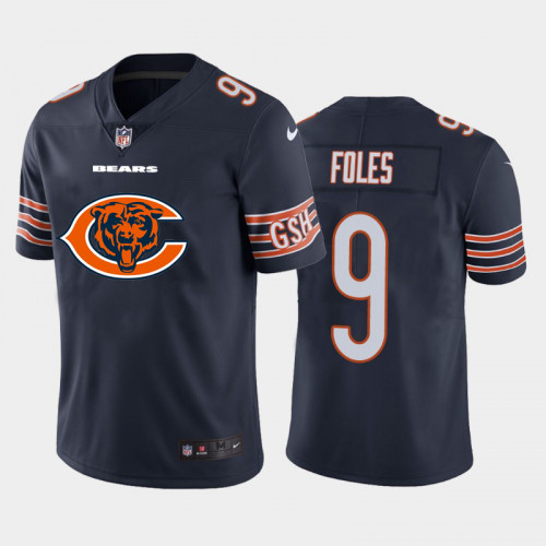 Men's Chicago Bears #9 Foles Navy 2020 Team Big Logo Limited Stitched Jersey Men's Chicago Bears #9 Foles Navy 2020 Team Big Logo Limited Stitched Jersey
