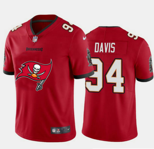 Men's Tampa Bay Buccaneers #94 Khalil Davis Red 2020 Team Big Logo Limited Stitched Jersey Men's Tampa Bay Buccaneers #94 Khalil Davis Red 2020 Team Big Logo Limited Stitched Jersey