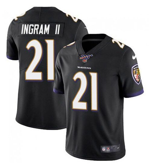 Men's Baltimore Ravens #21 Mark Ingram II Color Rush Black Jersey