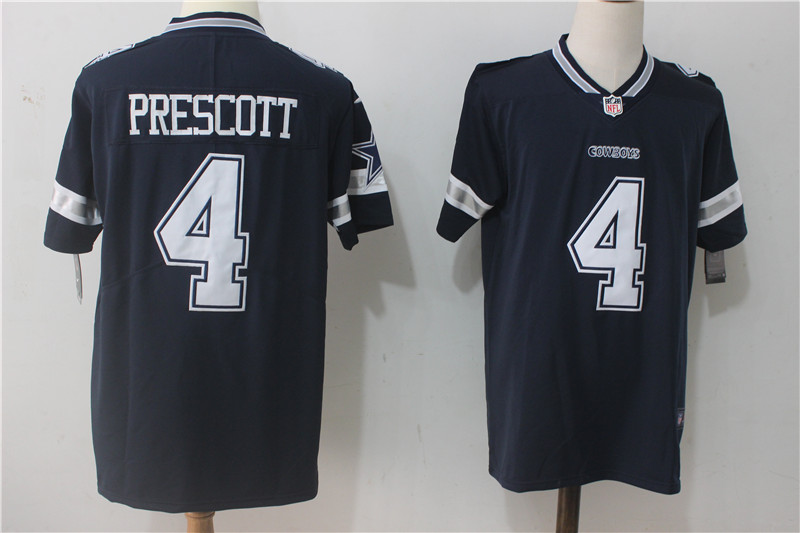 Men's Nike Dallas Cowboys #4 Dak Prescott Navy Blue Team Color Stitched NFL Vapor Untouchable Limited Jersey
