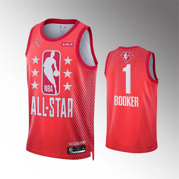 Men's 2022 All-Star #1 Devin Booker Maroon Stitched Jersey Men's 2022 All-Star #1 Devin Booker Maroon Stitched Jersey