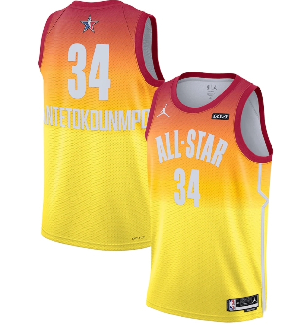 Men's 2023 All-Star #34 Giannis Antetokounmpo Orange Game Swingman Stitched Basketball Jersey Men's 2023 All-Star #34 Giannis Antetokounmpo Orange Game Swingman Stitched Basketball Jersey