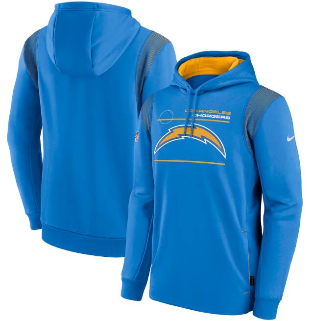 Men's Los Angeles Chargers 2021 Powder Blue Sideline Logo Performance Pullover Hoodie Men's Los Angeles Chargers 2021 Powder Blue Sideline Logo Performance Pullover Hoodie