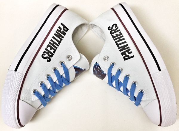 Women's Carolina Panthers Repeat Print Low Top Sneakers 005 Women's Carolina Panthers Repeat Print Low Top Sneakers 005