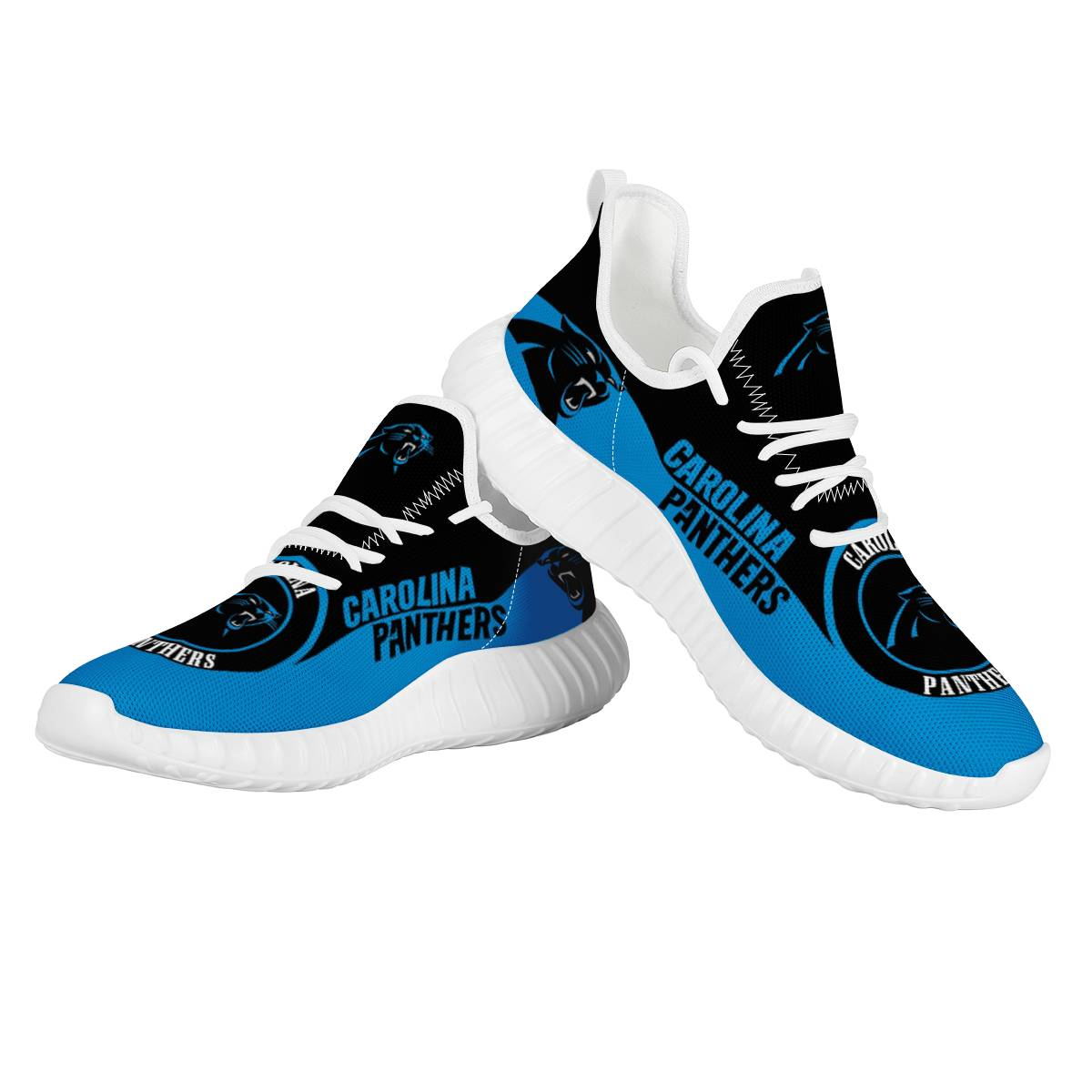 Women's Carolina Panthers Mesh Knit Sneakers/Shoes 007