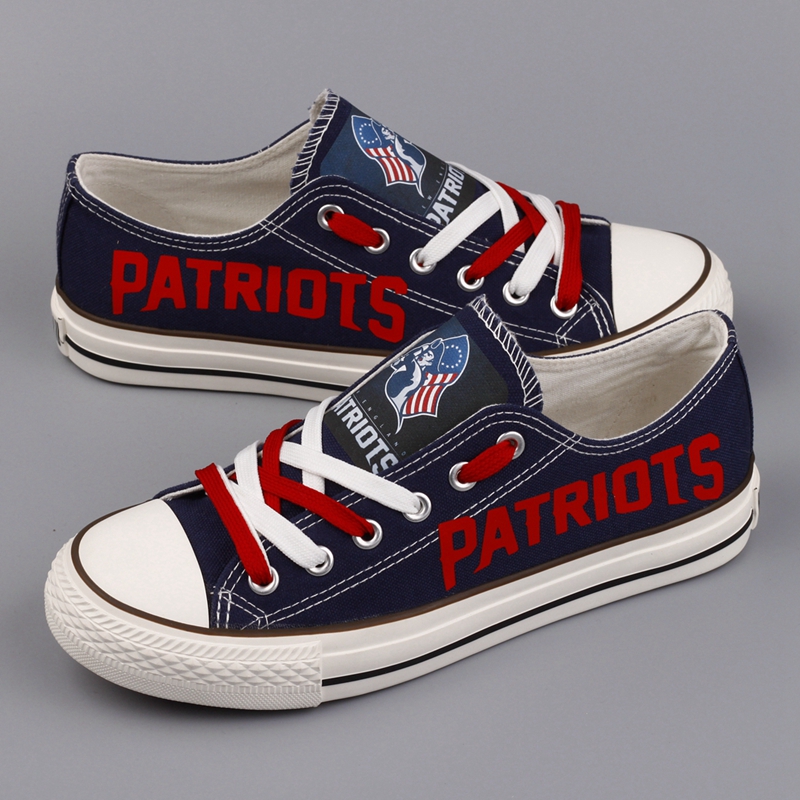 Women's New England Patriots Repeat Print Low Top Sneakers 004 Women's New England Patriots Repeat Print Low Top Sneakers 004