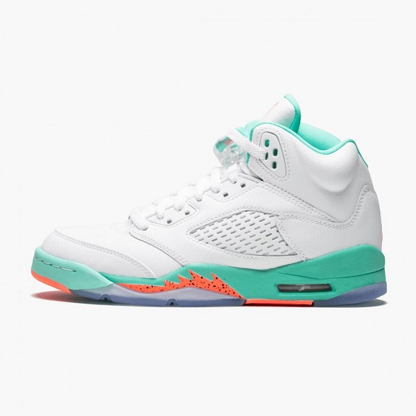 Men's Running Weapon Air Jordan 5 White/Aqua Shoes