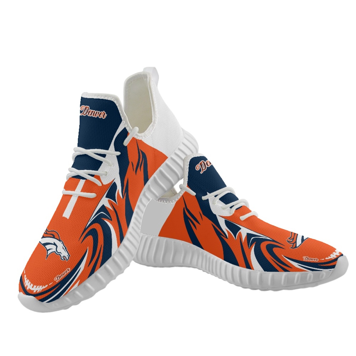 Women's Denver Broncos Mesh Knit Sneakers/Shoes 018 Women's Denver Broncos Mesh Knit Sneakers/Shoes 018