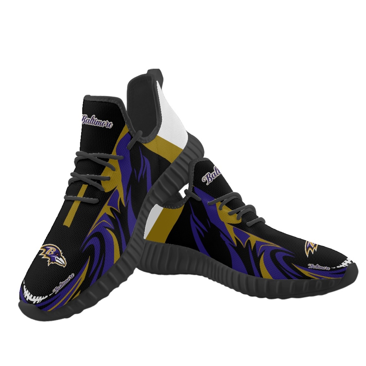 Women's Baltimore Ravens Mesh Knit Sneakers/Shoes 018 Women's Baltimore Ravens Mesh Knit Sneakers/Shoes 018