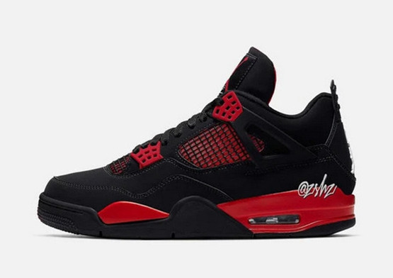 Men's Hot Sale Running weapon Air Jordan 4 Black/Red Shoes 0107