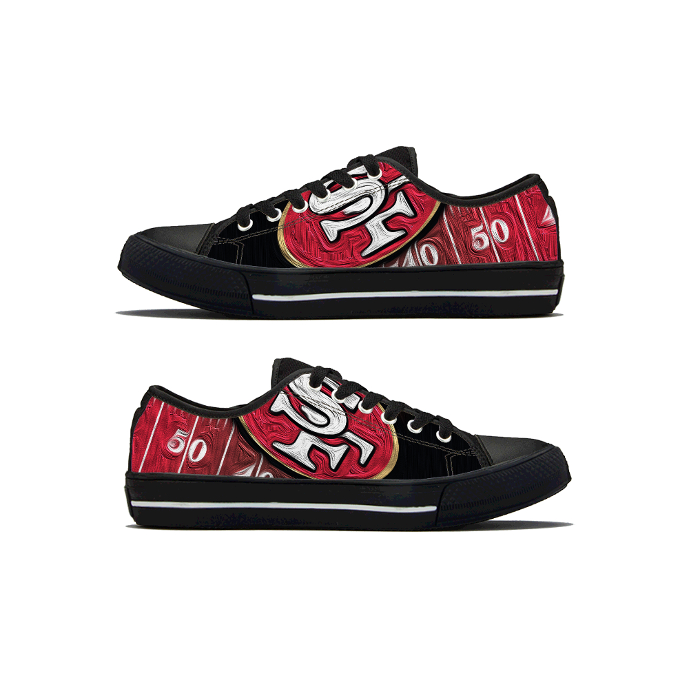 Women's San Francisco 49ers Low Top Canvas Sneakers 007 Women's San Francisco 49ers Low Top Canvas Sneakers 007
