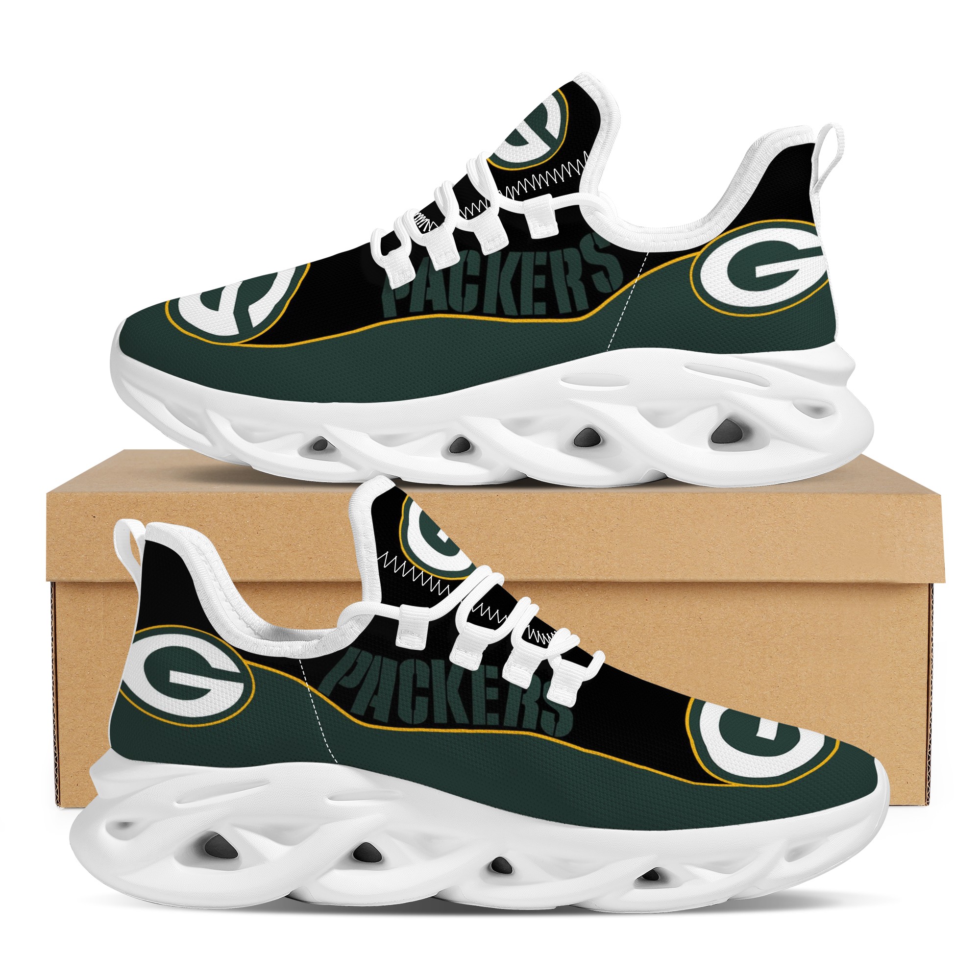 Men's Green Bay Packers Flex Control Sneakers 002 Men's Green Bay Packers Flex Control Sneakers 002