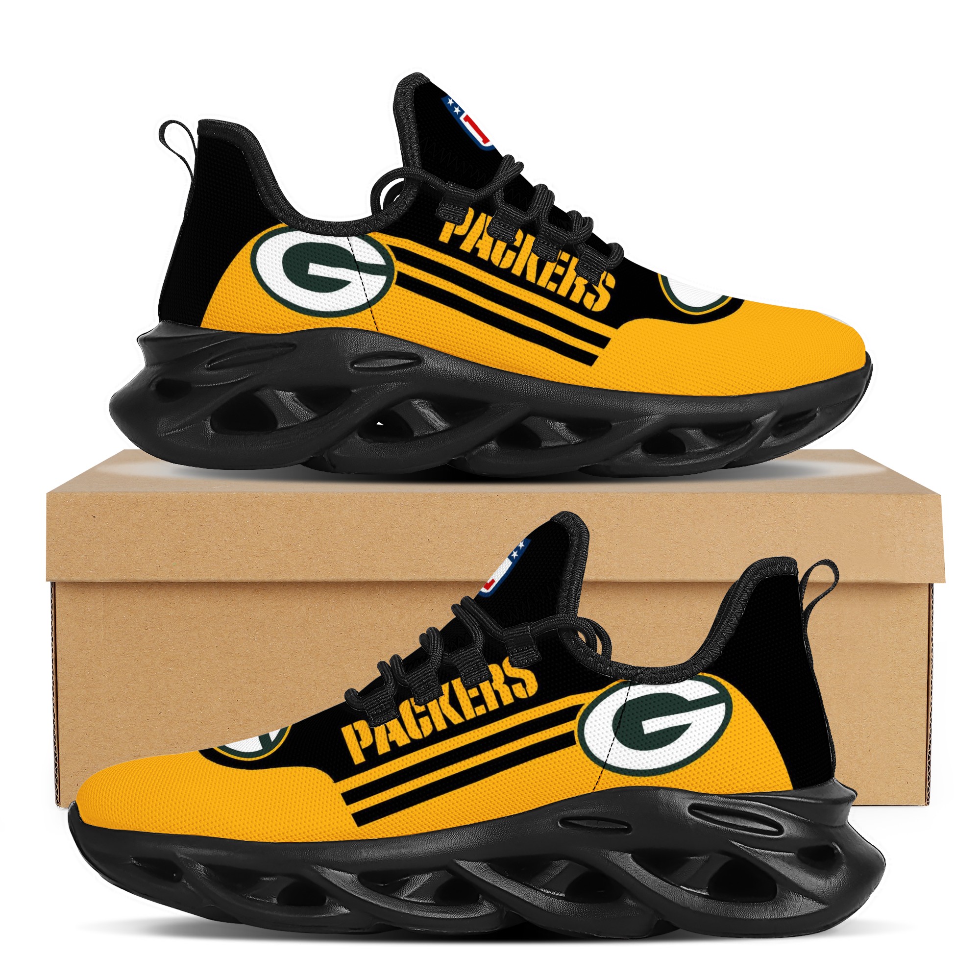 Men's Green Bay Packers Flex Control Sneakers 003 Men's Green Bay Packers Flex Control Sneakers 003