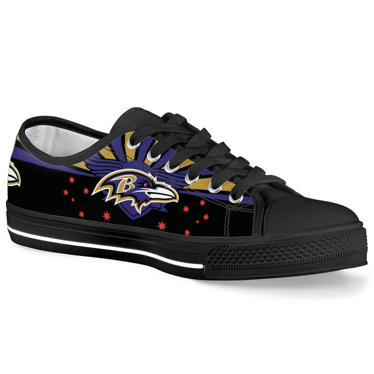 Women's Baltimore Ravens Low Top Canvas Sneakers 008 Women's Baltimore Ravens Low Top Canvas Sneakers 008