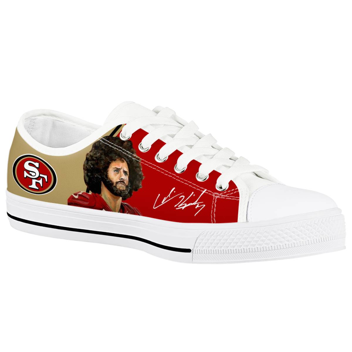 Women's San Francisco 49ers Low Top Canvas Sneakers 006 Women's San Francisco 49ers Low Top Canvas Sneakers 006
