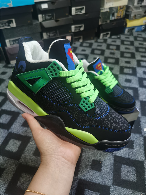 Women's Running weapon Air Jordan 4 Black/Green Shoes 051 Women's Running weapon Air Jordan 4 Black/Green Shoes 051