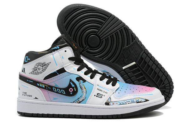 Women's Running Weapon Air Jordan 1 Blue/White/Black Shoes 0195 Women's Running Weapon Air Jordan 1 Blue/White/Black Shoes 0195